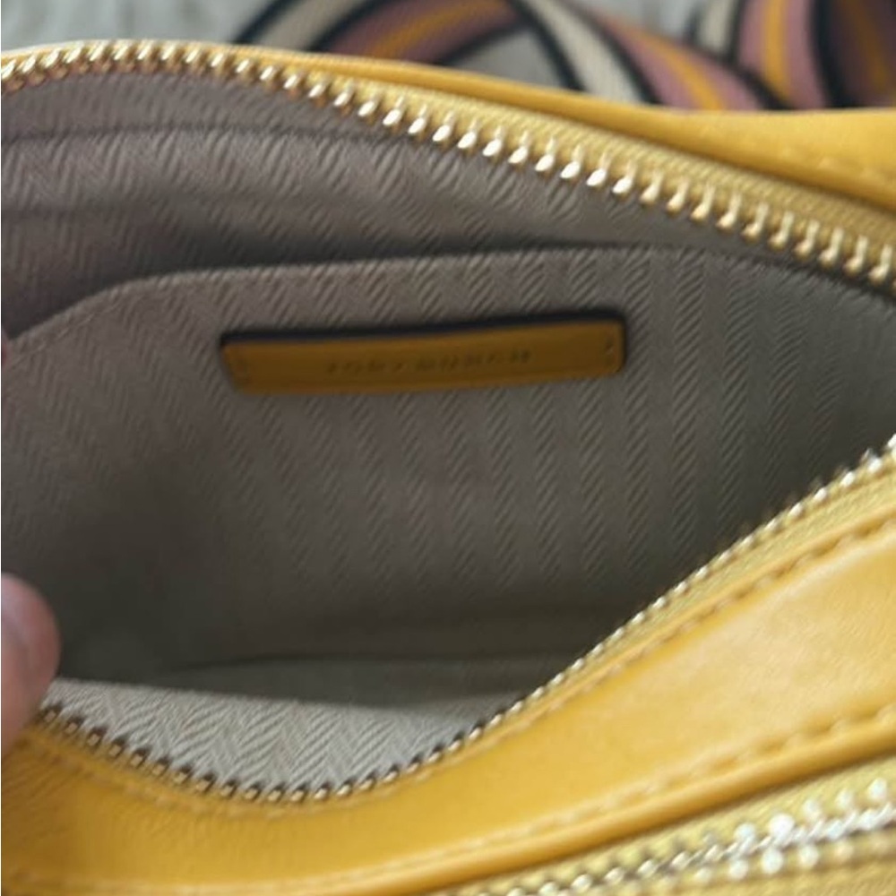 Tory Burch Yellow Leather Camera Crossbody with Multicolor Logo Letters - Picture 3 of 5